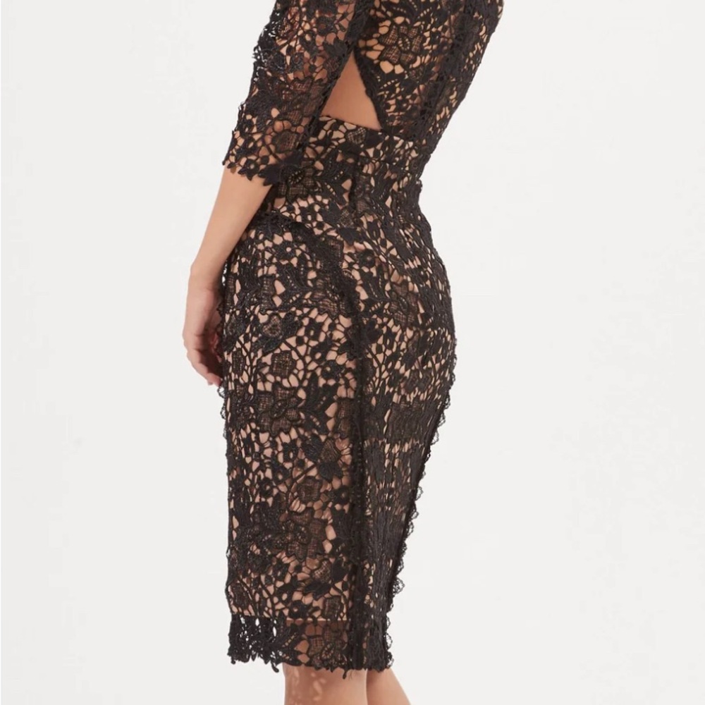 ASTR - CALLOWAY CUTOUT DRESS - BLACK LACE/ NUDE - Picture 2 of 3